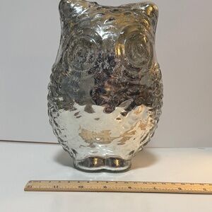 Silver Owl Shaped candle votive mercury glass